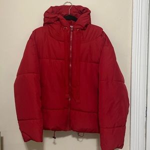 Red Zara Puffer Jacket - Sz L